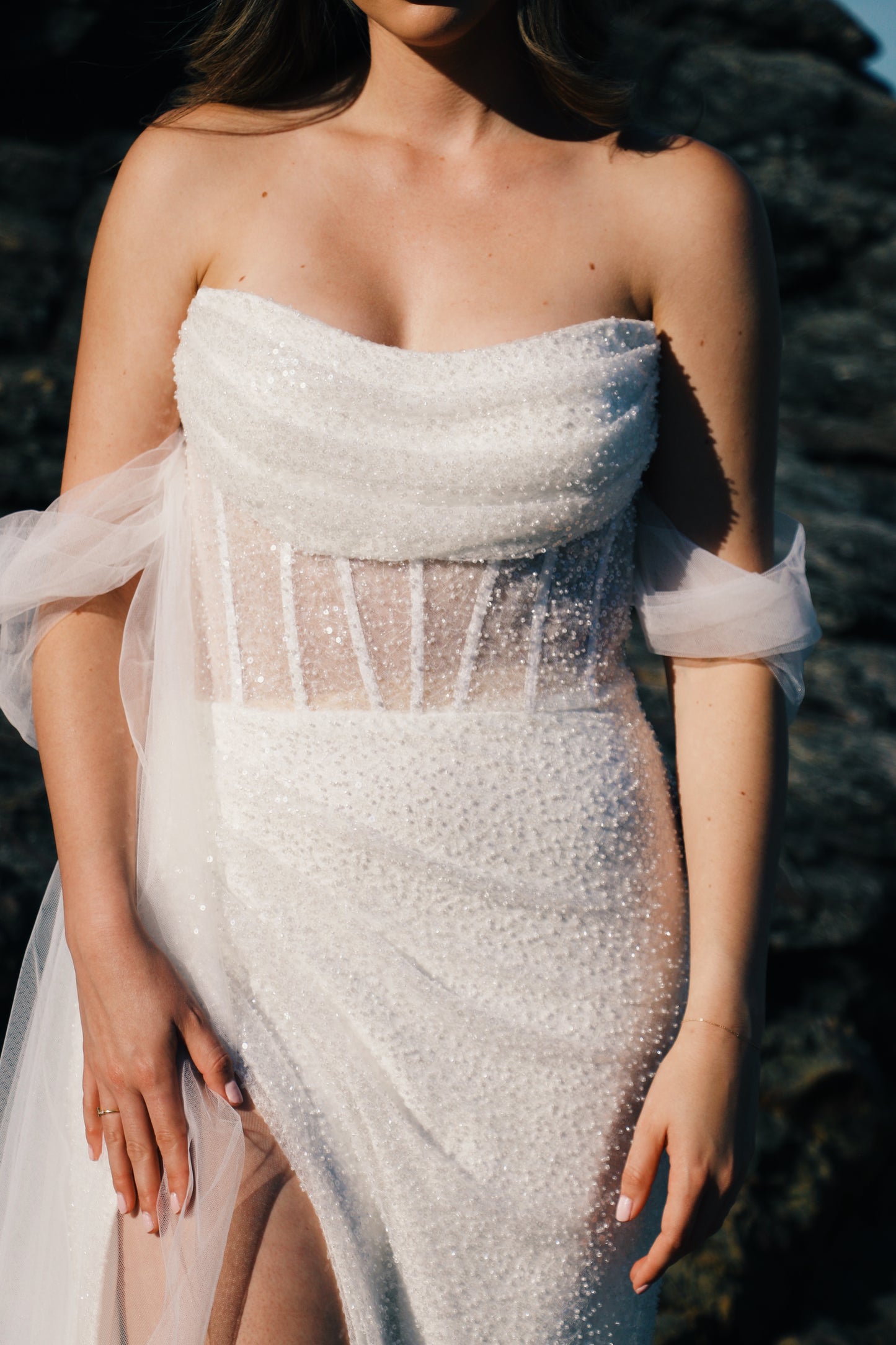beach wedding dress, wedding dress, sequence wedding dress, unique wedding gown, wow factor wedding gown, off the shoulder wedding dress, high-spilt wedding dress, sexy wedding dress, fishboned wedding dress, glittering wedding dress, brisbane off the rack wedding gown, brisbane local wedding dress, sequence off the shoulder wedding gown, custom my own wedding dress, 性感婚纱,亮片婚纱,高分叉婚纱,显瘦婚纱