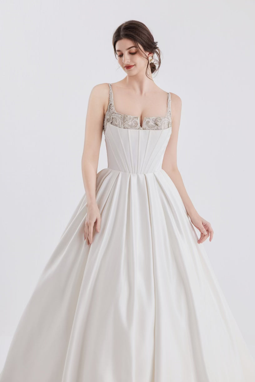 a lined wedding gown mikado
