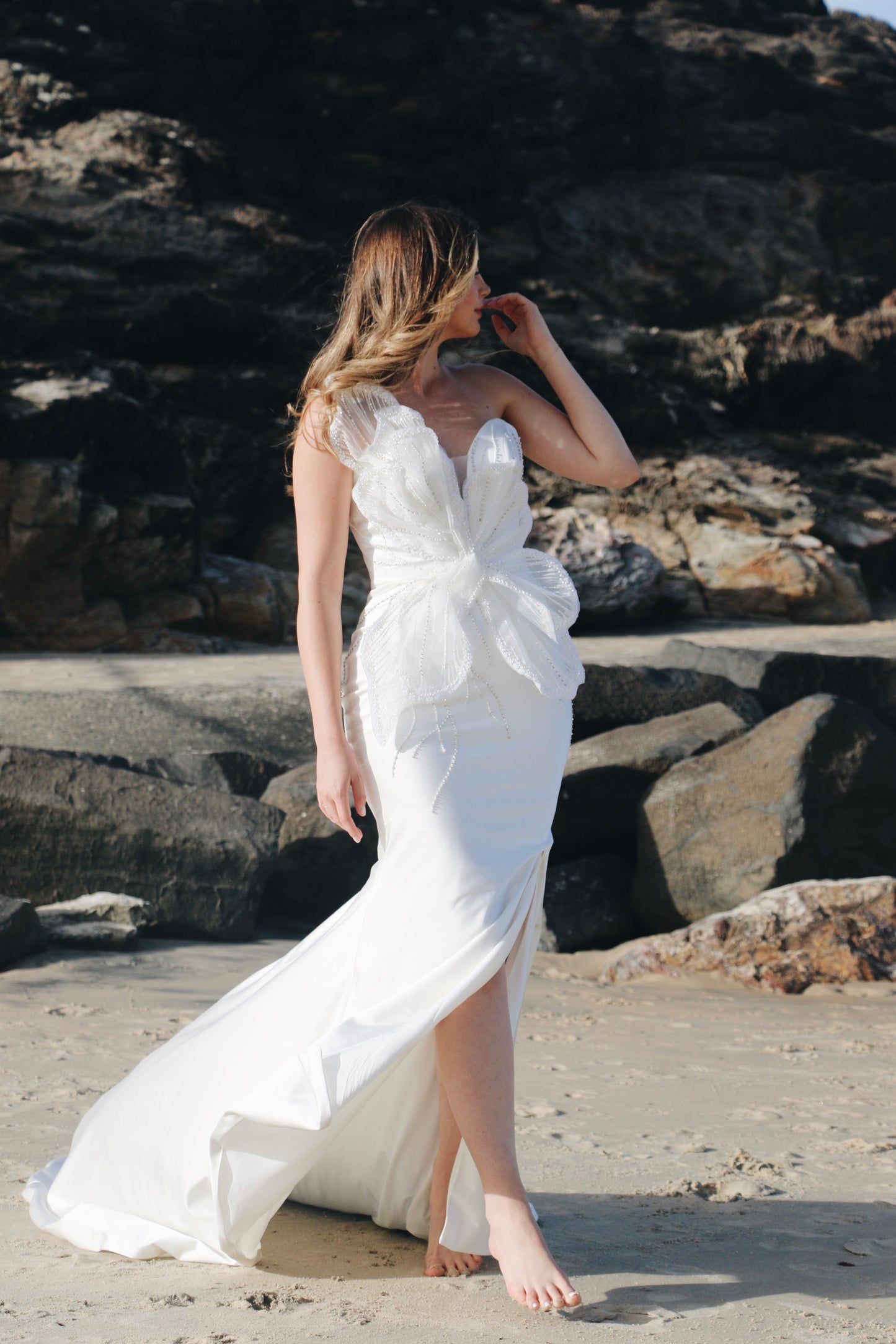 mermaid wedding dress with high spilt