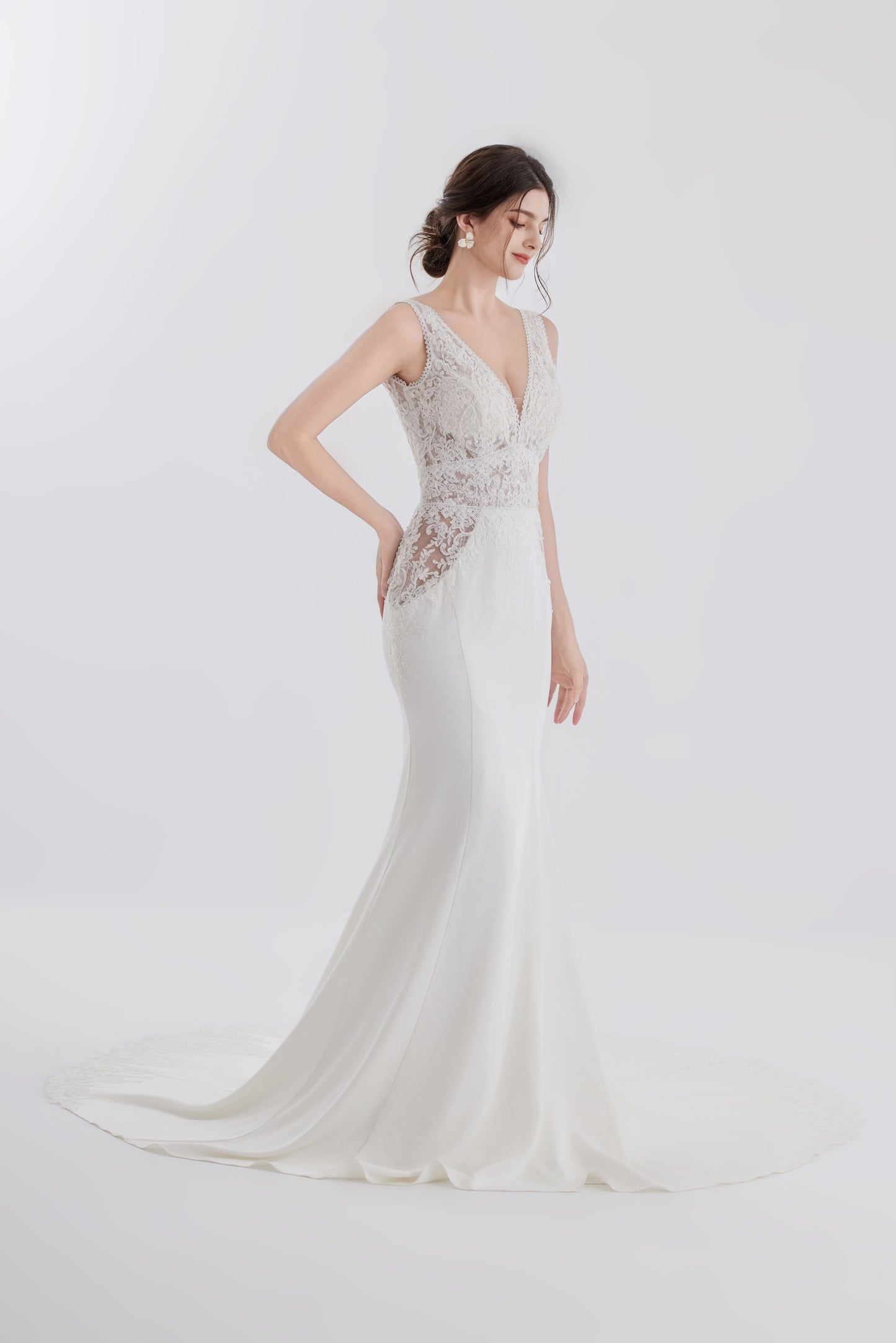 sexy wedding gown with lace, satin and lace wedding gown, elegant wedding dress, sheer wedding gown, wow factor wedding dress, local brand australia