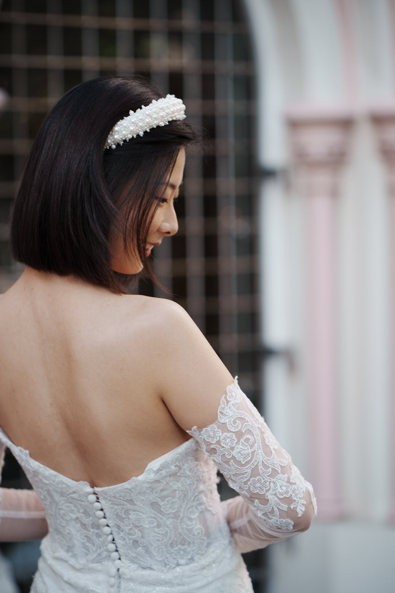 pearl wedding hairband