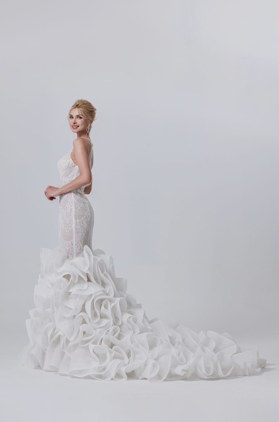 sequence wedding gown dramatic