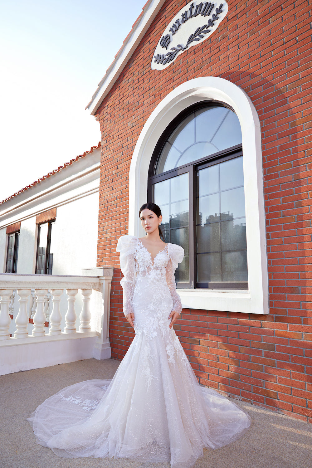 princess style wedding dress with sleeves