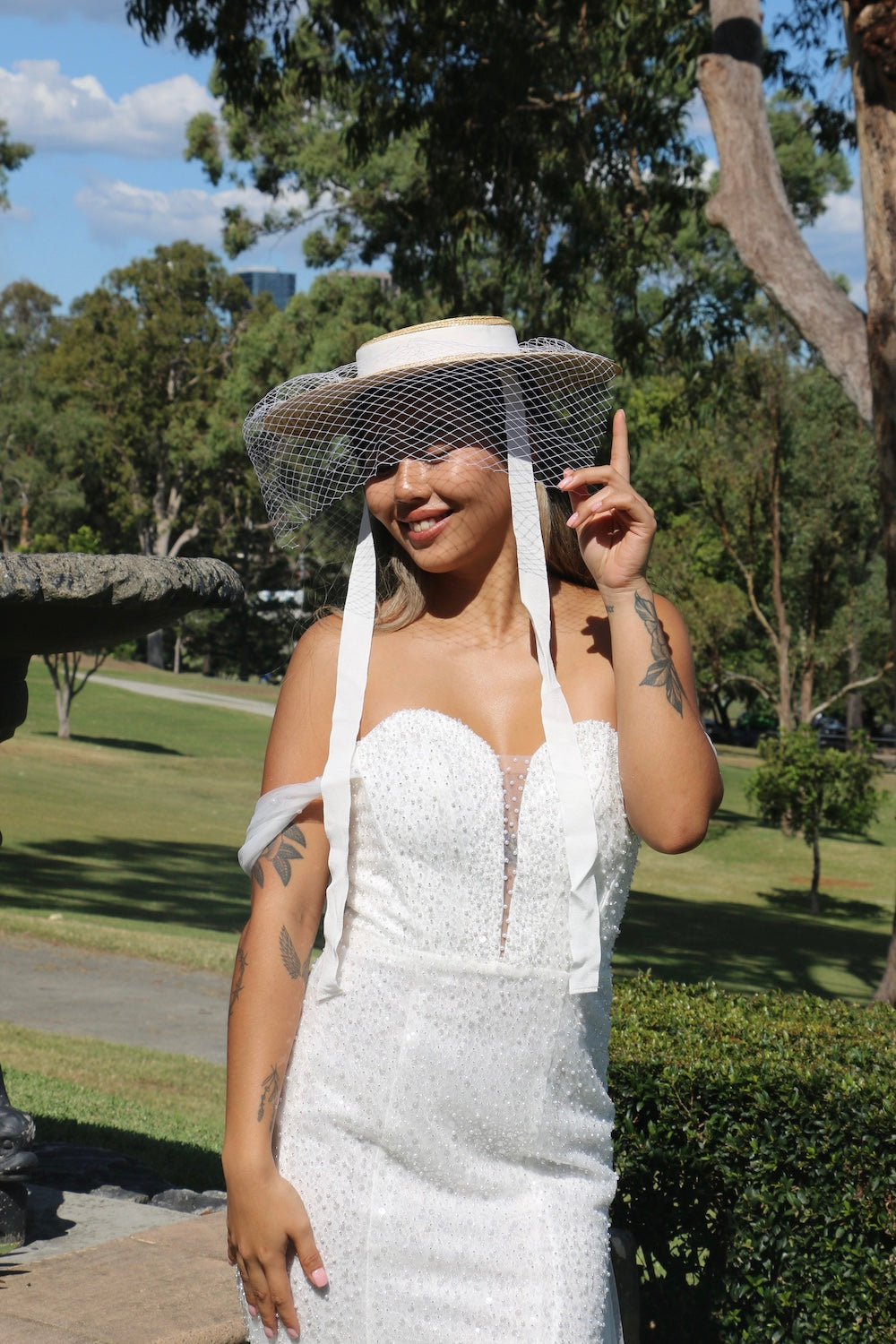 Veiled Boater Hat