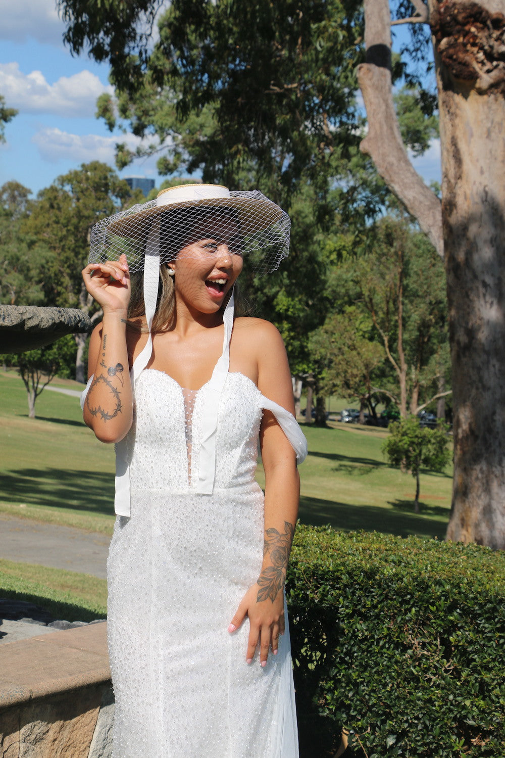 Veiled Boater Hat