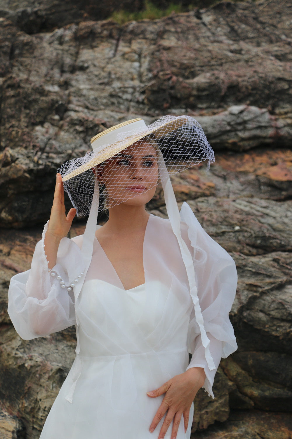 Veiled Boater Hat
