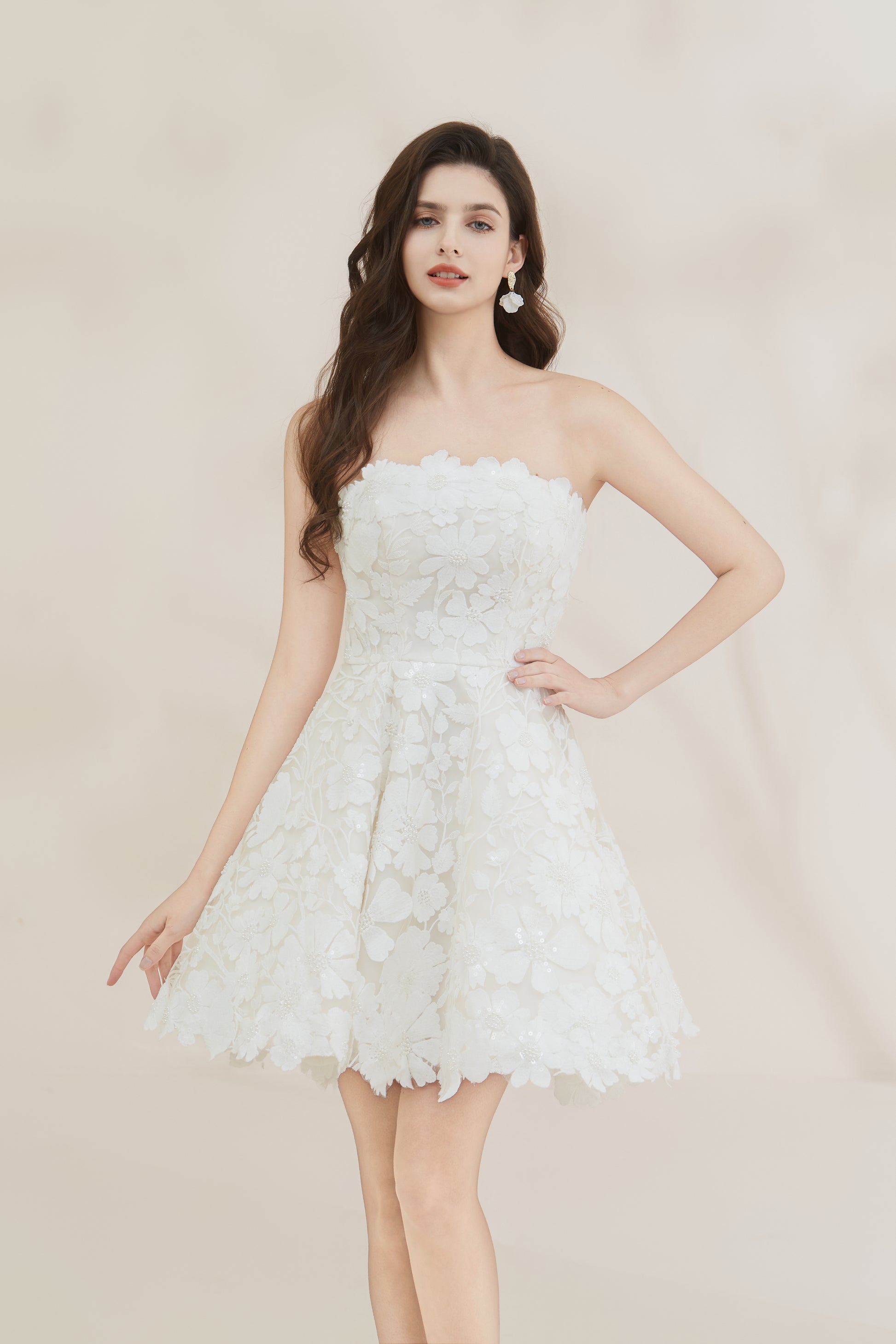 oscar short wedding dress