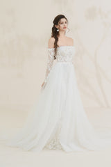 detachable alined skirt wedding gown