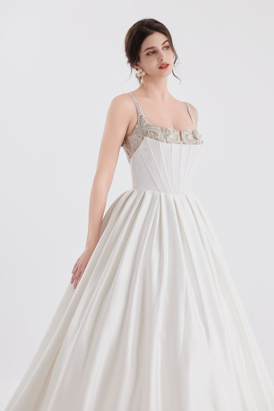 high end wedding dress in mikado