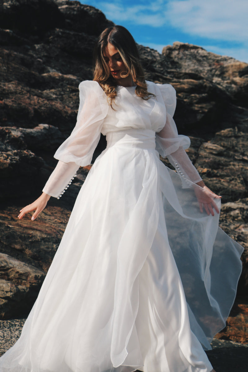 Sheer Organza Bridal Cover-Up Dress