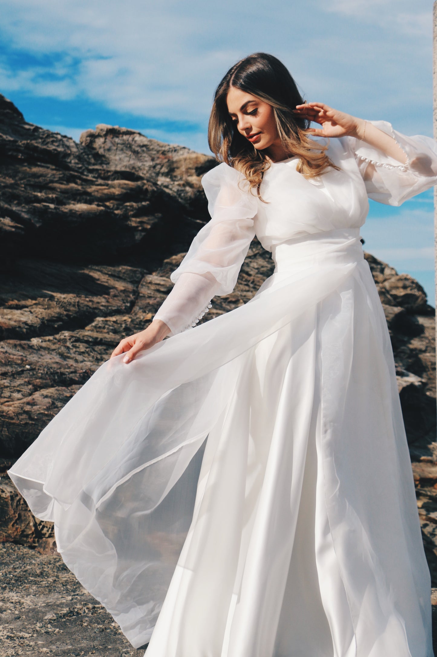 Sheer Organza Bridal Cover-Up Dress
