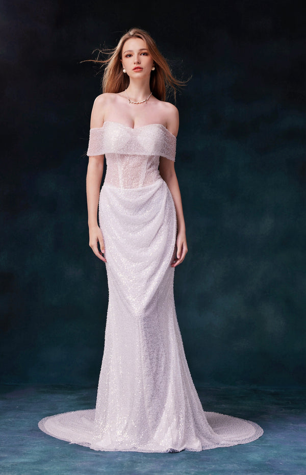 glimmering wedding dress with sequence 