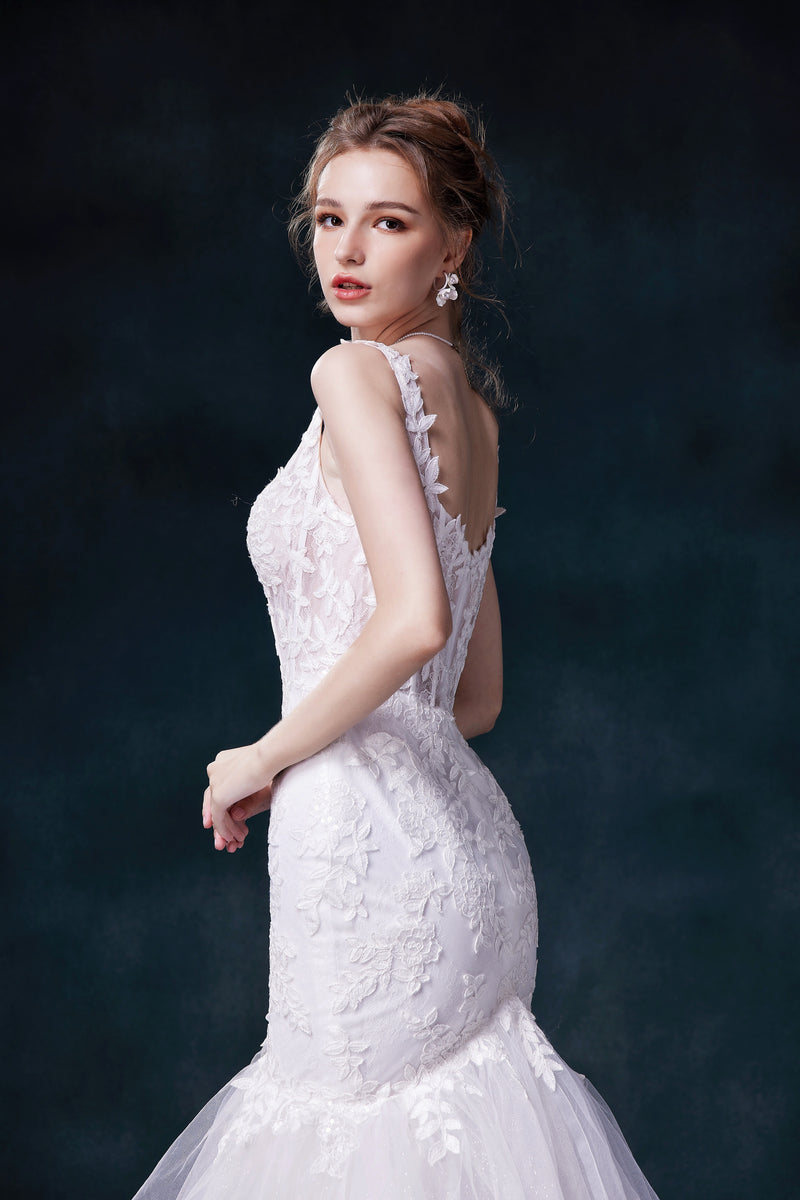 fit and flare wedding dress in lace