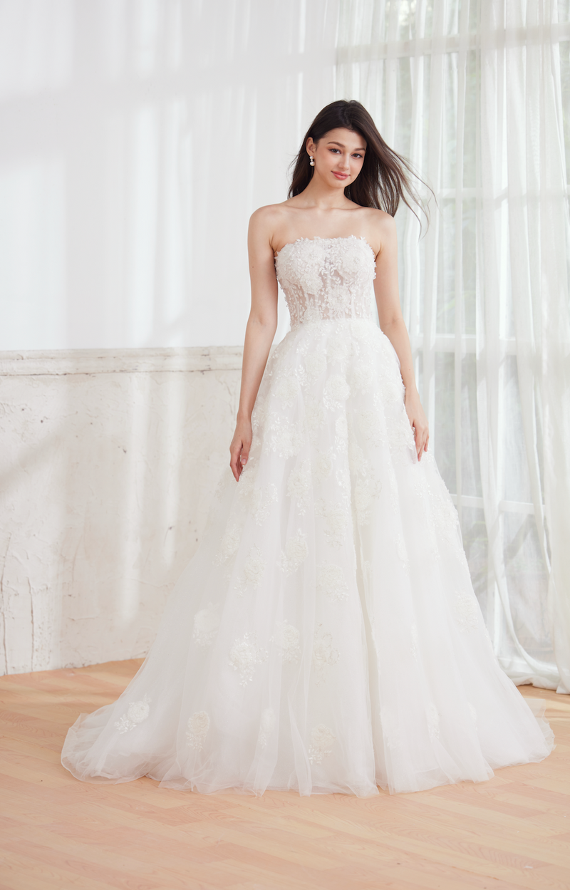 off the shoulder wedding gown 