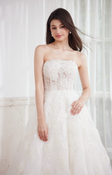 off the shoulder lace wedding gown