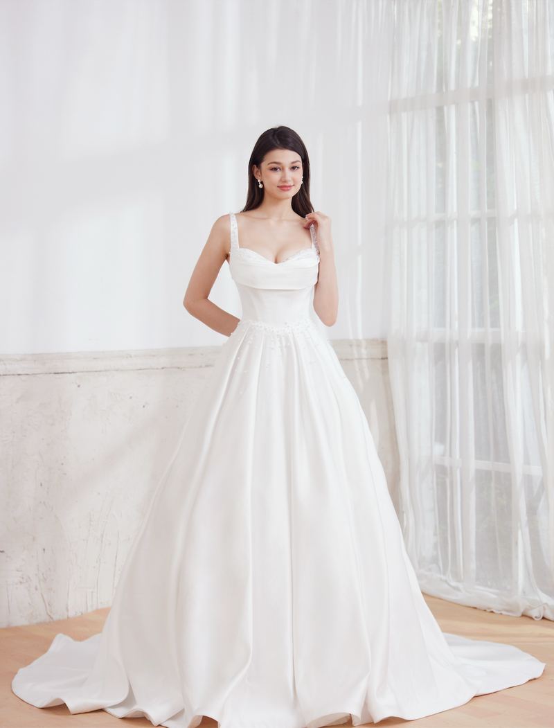 high waistline wedding dress, alined wedding dress