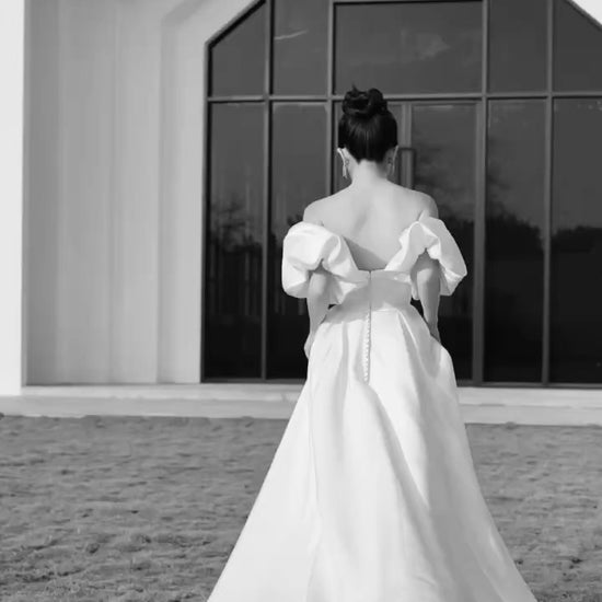 satin wedding dress with train elegant 