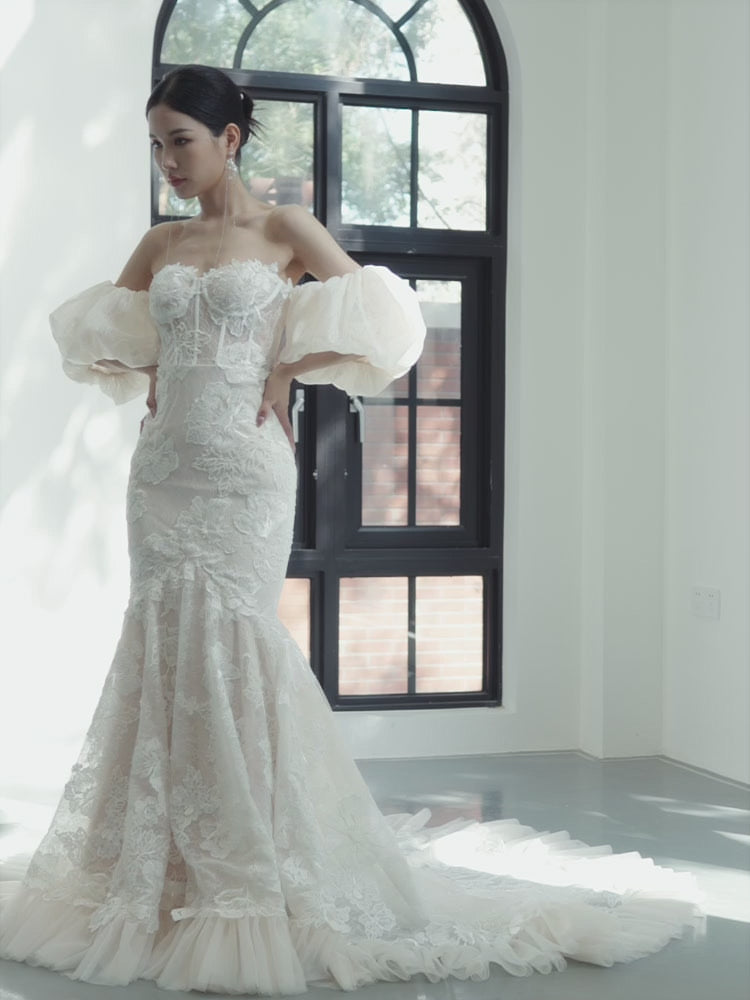 unique lace wedding gown