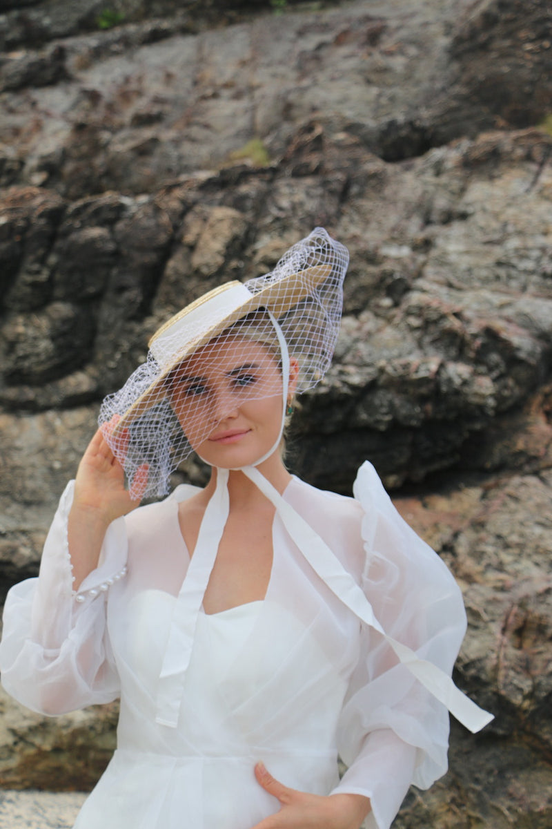 Veiled Boater Hat