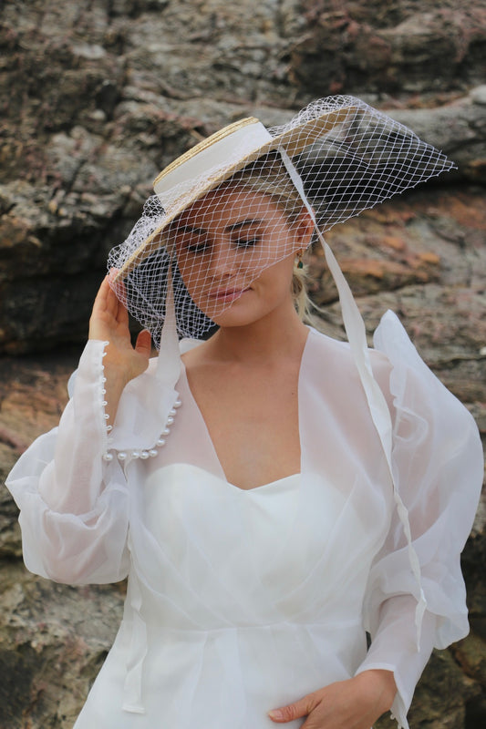 Veiled Boater Hat